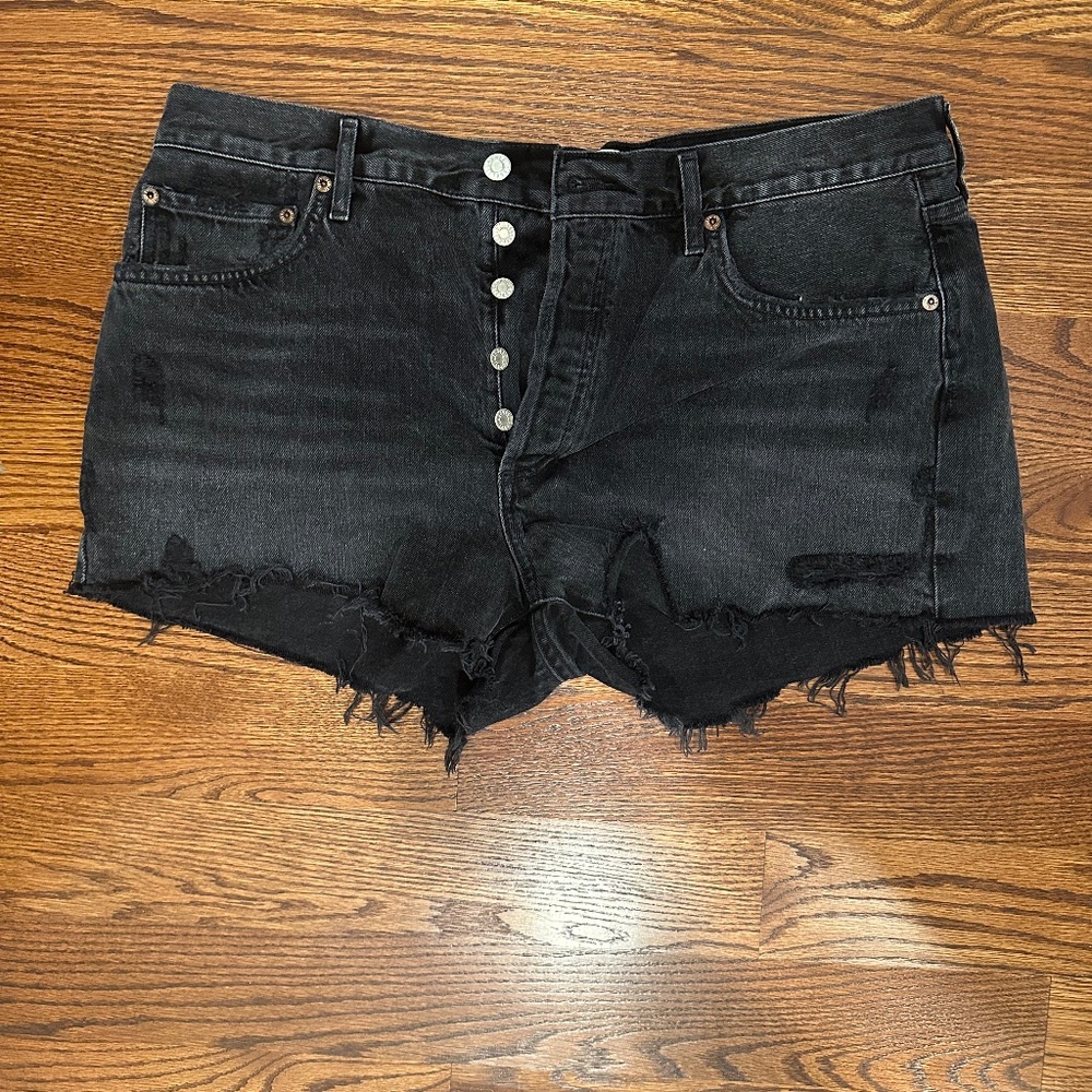 Agolde Parker vintage cutoff black jean short, size 32